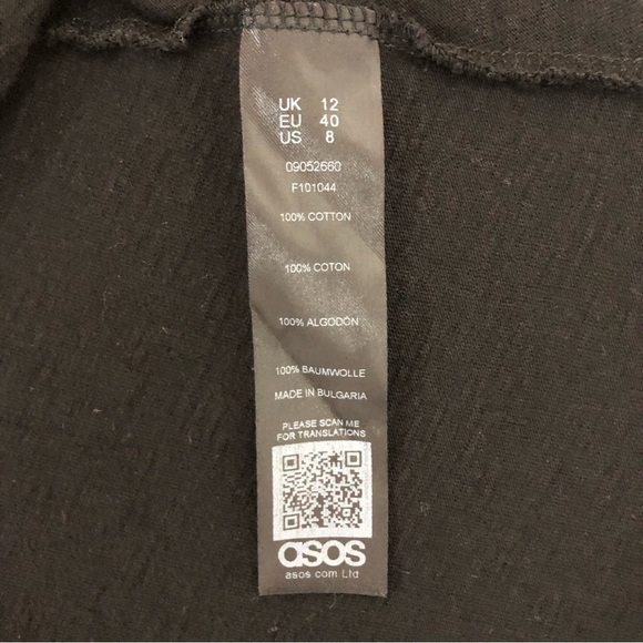 ASOS DESIGN Maternity Long Sleeve V Neckline Smock Black Dress drawstring Tie 8 - Picture 11 of 12